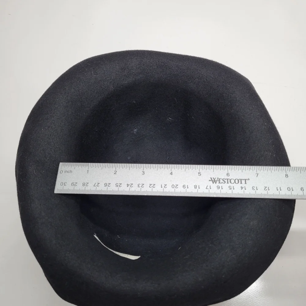 Vintage Wool Bejewled Made in Italy Black Hat Silver‎ Studs Felt 60s Retro - Picture 13 of 17